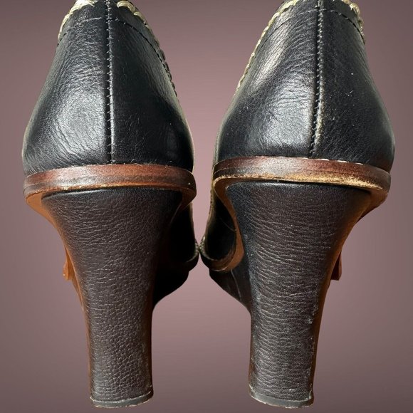 True Religion|Womens|Wedge Heels Shoes|Size 8.5|Black|100% Leather|Platform - Picture 3 of 15